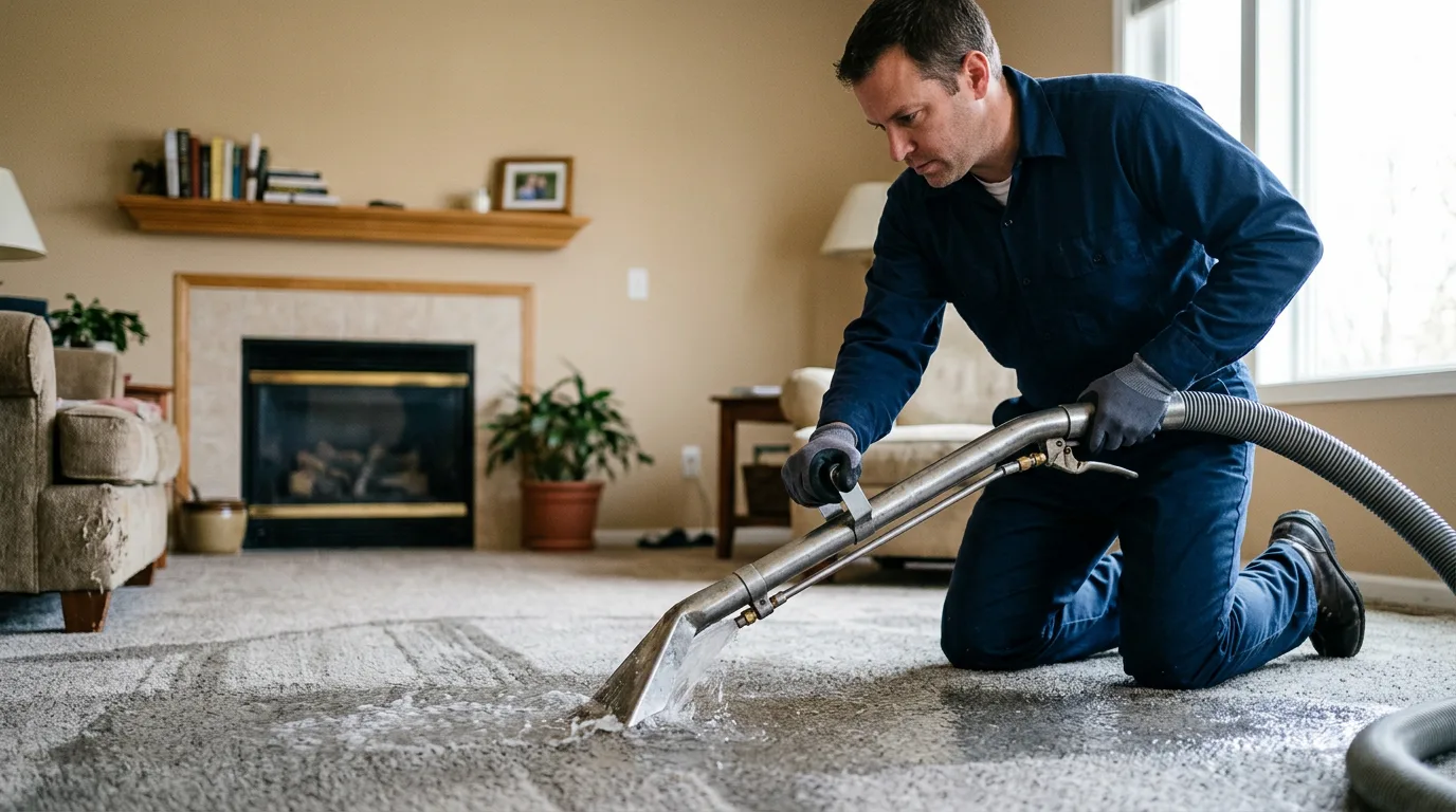 Water damage restoration technician working near Adams, ND